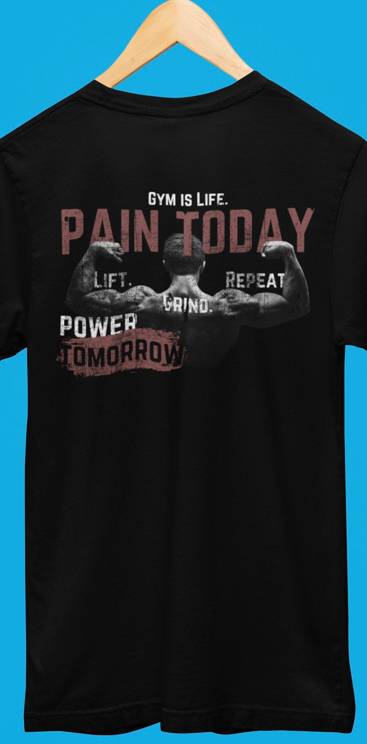 Gym Is Life T-Shirt in Black Colour