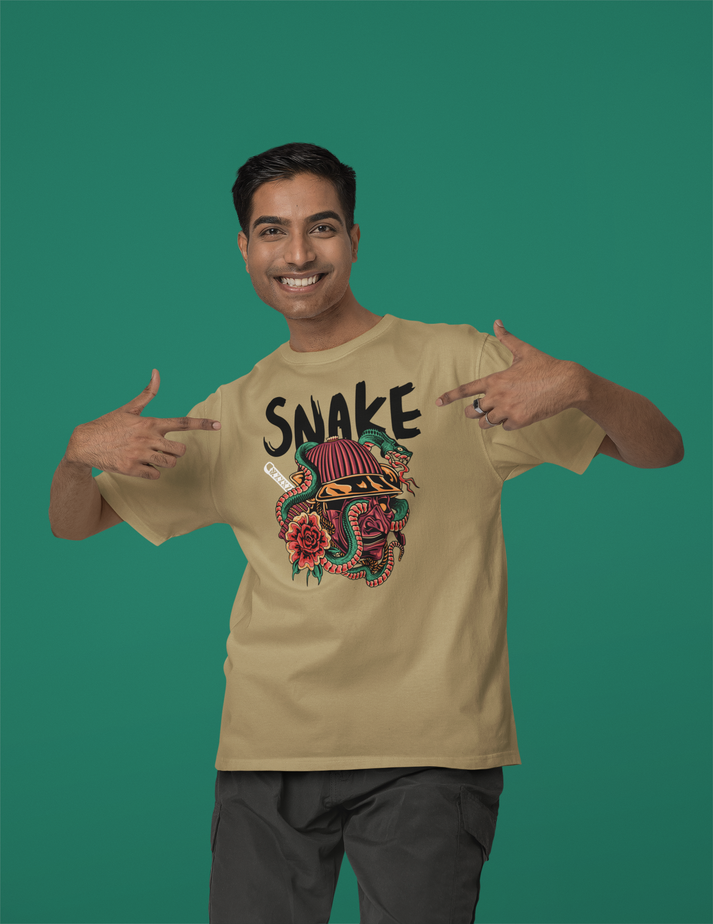 Beige Snake Inspired Over-sized
