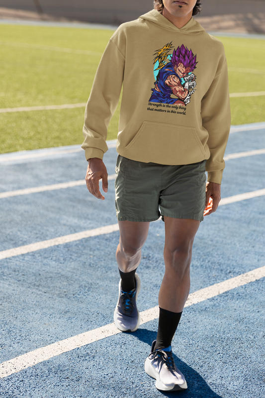 Beige Oversized Hoodie - Vegeta Print