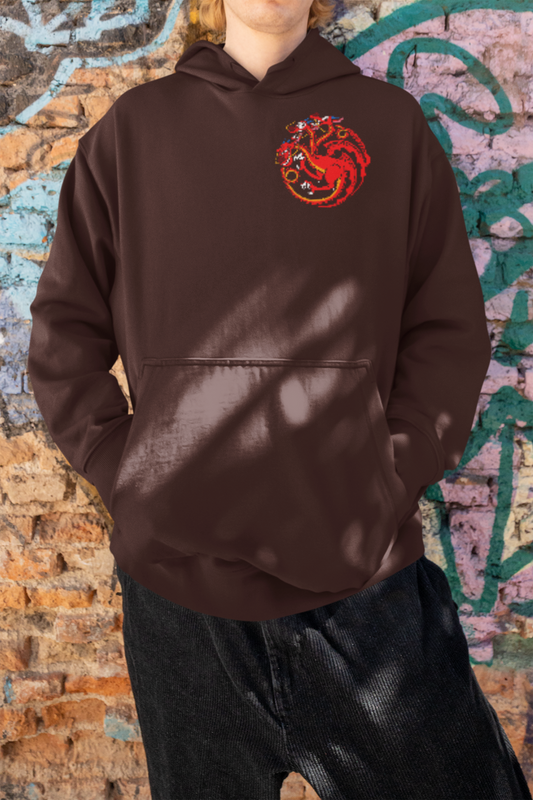 Chocolate Brown 3 Headed Dragon Oversized Hoodie