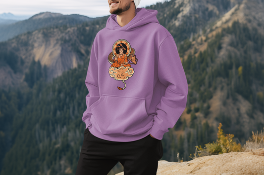 Lavender Oversized Hoodie - Monk Goku Print