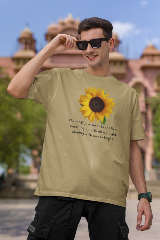Beige Oversized Sunflower Inspired T-Shirt